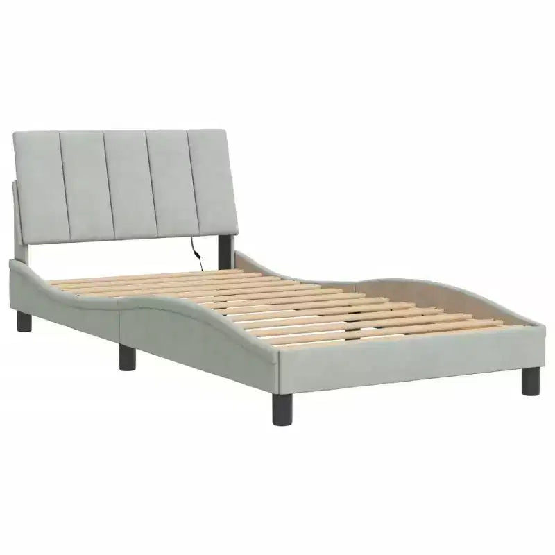 Estructura de cama con LED, sin colchón, 76x79.9, terciopelo