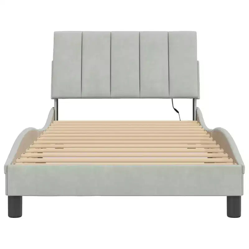 Estructura de cama con LED, sin colchón, 76x79.9, terciopelo