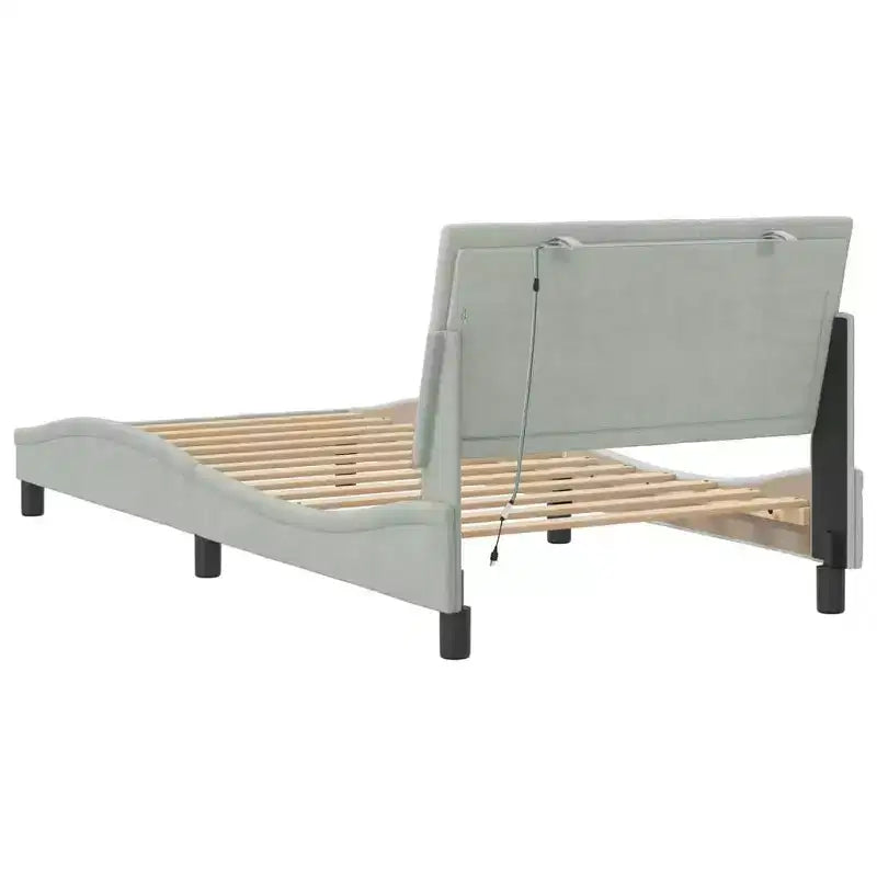Estructura de cama con LED, sin colchón, 76x79.9, terciopelo